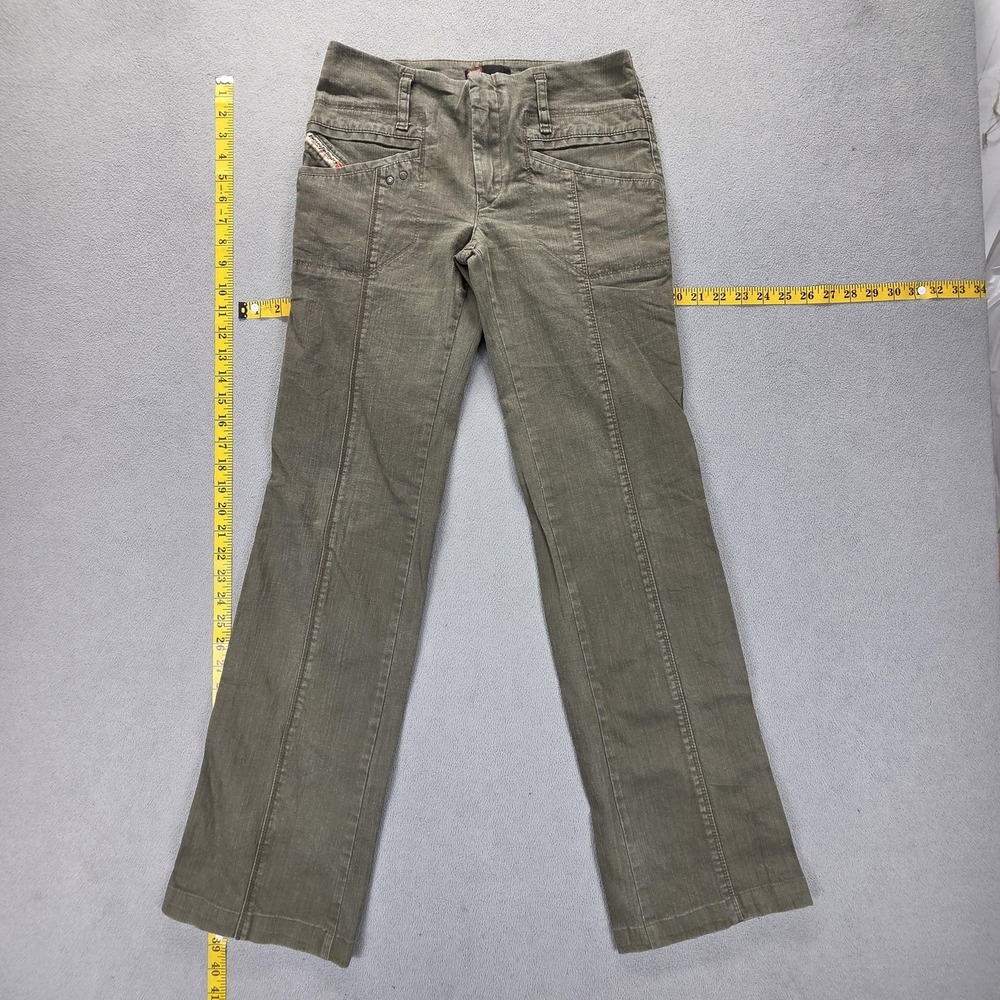 Diesel Pants Womens 27 Green Apinado Twill Chino Slim Stretch Pockets 00468